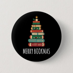 Books Christmas Tree Merry Bookmas 6 Cm Round Badge