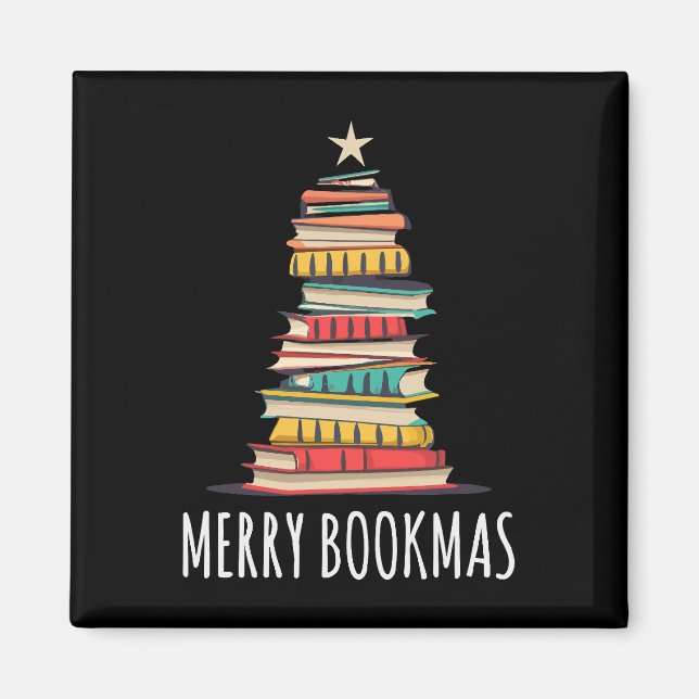Books Christmas Tree Merry Bookmas Magnet (Front)