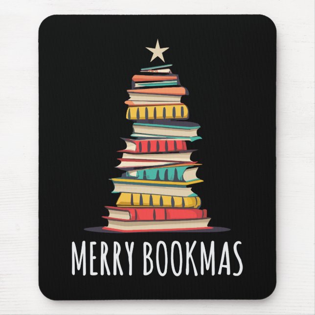 Books Christmas Tree Merry Bookmas Mouse Pad (Front)