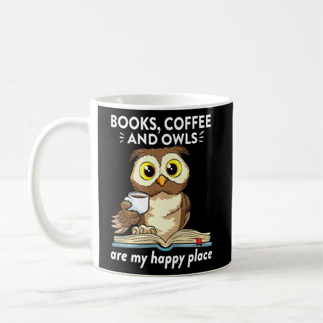 Books Coffee And Owls Teacher Student Reading  Coffee Mug (Left)