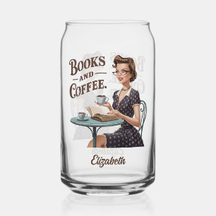 Books & Coffee Book Lover Quote Can Glass