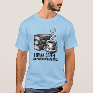 Books & Coffee Vintage Engraving T-Shirt
