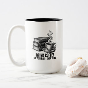Books & Coffee Vintage Engraving Two-Tone Coffee Mug