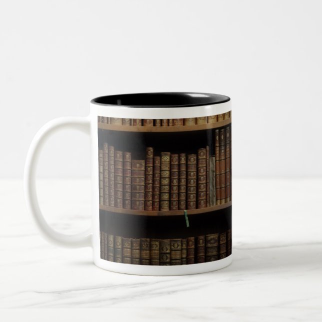 books covers bookcase old library Two-Tone coffee mug (Left)