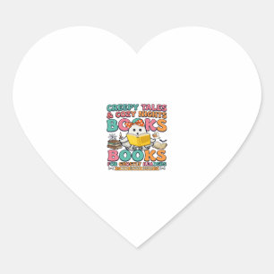Books Creepy Tales Ghost Reading Spider Web Bats Heart Sticker