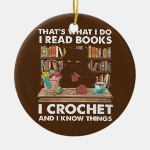 Books Crochet  Ceramic Ornament