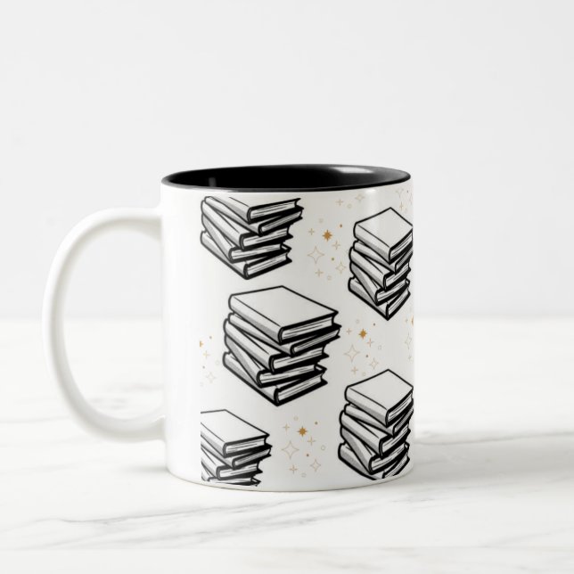 "Books Design"  Two-Tone Coffee Mug (Left)