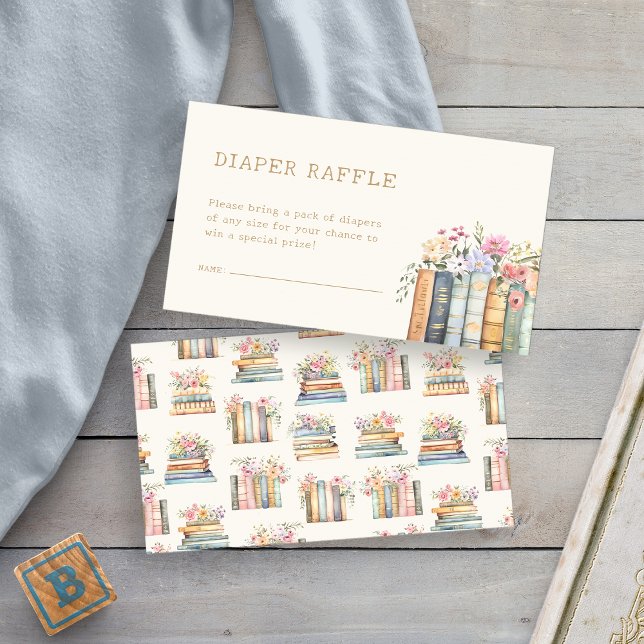 Books Diaper Raffle Enclosure Card (Books Baby Shower Diaper Raffle Enclosure Card by Painted Paperie
)