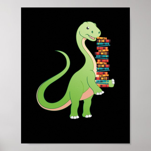 Books Dino Reading Book Literature Poster (Front)