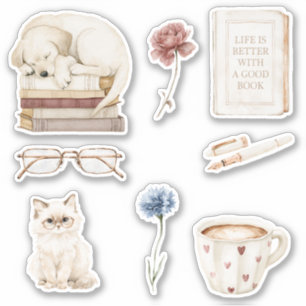 Books Dog Cat Flowers