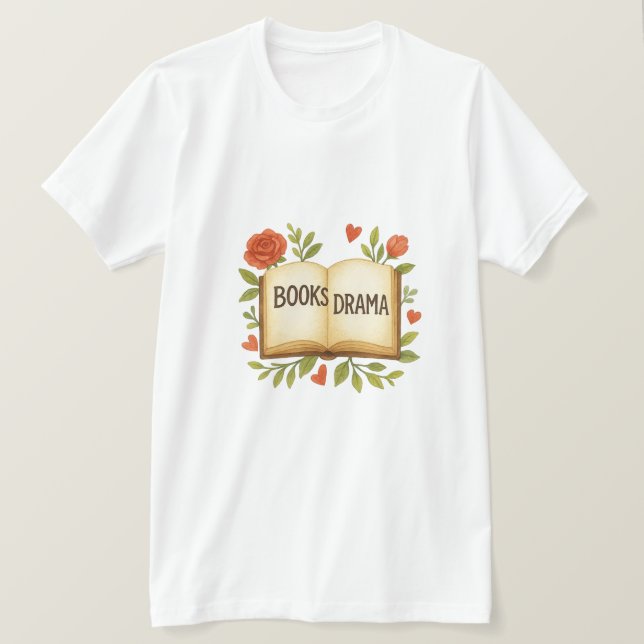 Books > Drama – Watercolor Book Lover Illustration T-Shirt (Design Front)
