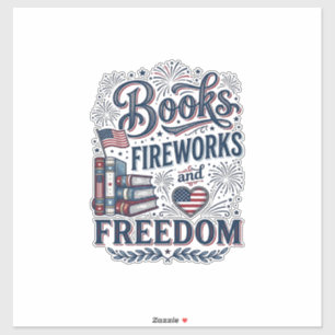 Books Fireworks and Freedom Patriotic Reader Shirt