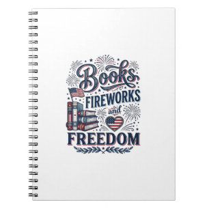 Books Fireworks and Freedom Patriotic Reader Shirt
