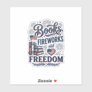 Books Fireworks and Freedom Patriotic Reader Shirt