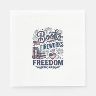 Books Fireworks and Freedom Patriotic Reader Shirt Napkin