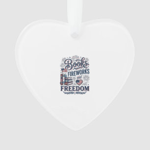 Books Fireworks and Freedom Patriotic Reader Shirt Ornament