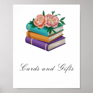 Books floral bridal shower Cards and Gifts Poster