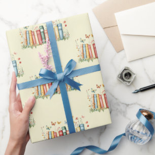 Books, Flowers, Butterfly Wrapping Paper