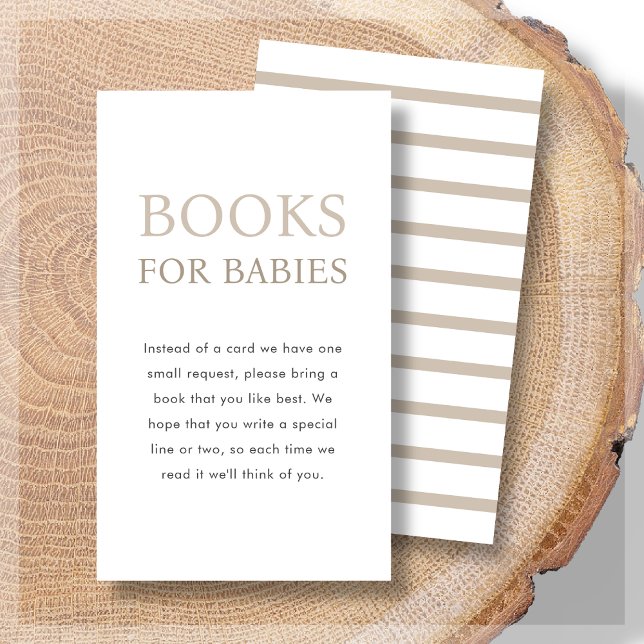 Books for Babies | Beige Neutral Twin Baby Shower  Enclosure Card (Creator Uploaded)