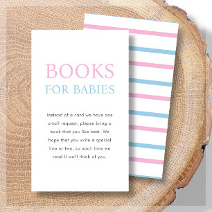 Books for Babies Pink & Blue Twin Baby Shower Enclosure Card