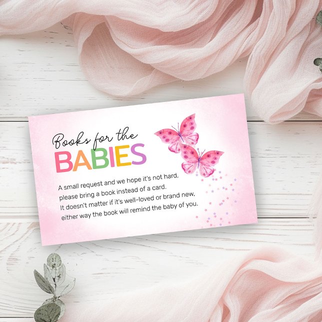 Books for Babies Pink Butterflies Twins  Enclosure Card (Creator Uploaded)