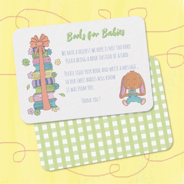 Books for Babies Spring Bunny Enclosure Card (Adorable spring baby shower insert card . )