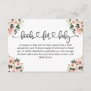 Books for Baby Baby Shower Floral Watercolor Deer Enclosure Card