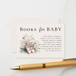 Books For Baby Ballerina Shoes Pink Wildflowers Enclosure Card