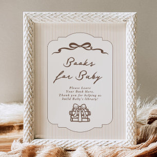 Books for baby Bebe Cafe Brown Bow Handdrawn Poster