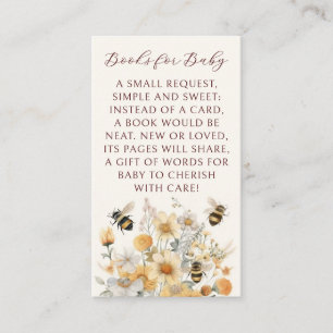 Books For Baby Bee Wildflower Floral Baby Shower Enclosure Card