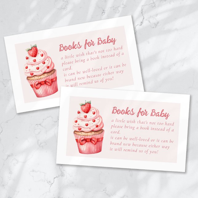 Books for Baby Berry Sweet Pink Cupcake Hearts  Enclosure Card (Creator Uploaded)