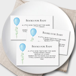 Books For Baby Blue Balloon Baby Shower Enclosure Card