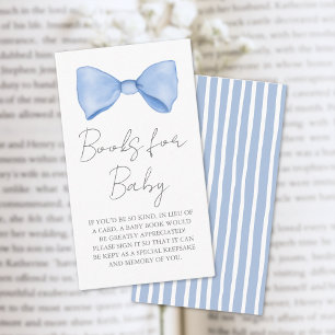 Books For Baby Blue Bow Baby Shower Enclosure Card