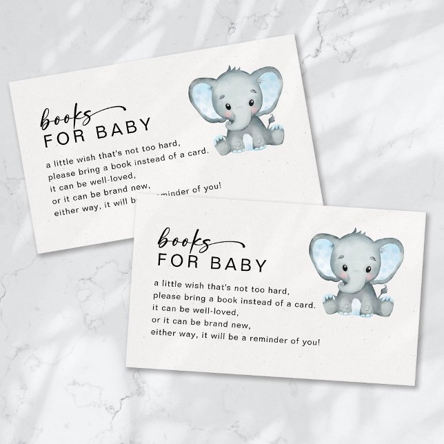 Books for Baby Blue Elephant Baby Shower Enclosure Card (Creator Uploaded)