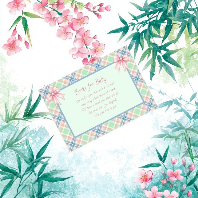 Books for Baby Blue Pink and Green Plaid Enclosure Card (Creator Uploaded)