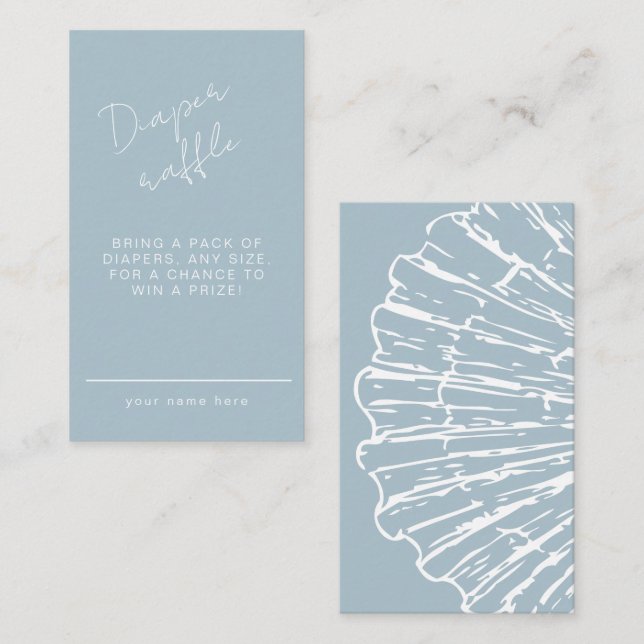 Books for Baby Blue Scallop Shell  Boy Baby Shower Enclosure Card (Front/Back)