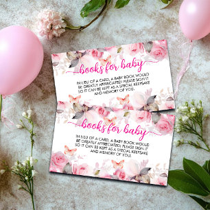 Books for Baby Blush Roses Baby Shower Enclosure Card