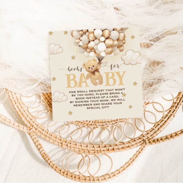 Books For Baby Boho Bear Theme Baby Shower  Enclosure Card (Creator Uploaded)