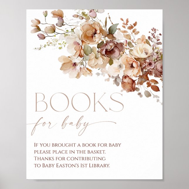 Books for baby boho fall autumn rustic floral  poster (Front)