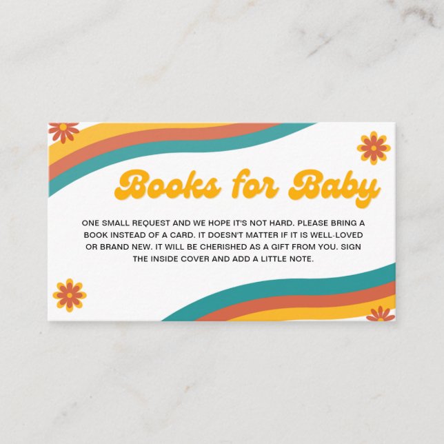 Books for Baby Boho Retro Sunshine Baby Shower Enclosure Card (Front)