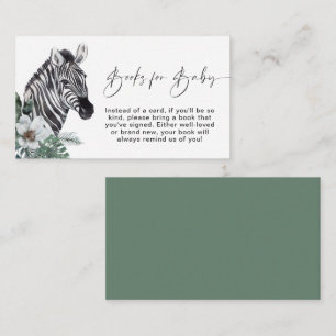 Books For Baby Boho Zebra Watercolor Baby Shower Enclosure Card