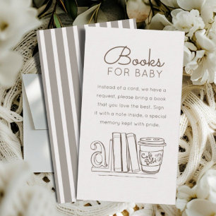 Books For Baby Brown Stripes Baby Shower Enclosure Card