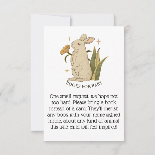Books for Baby Bunny Baby Shower Insert Card (Front)