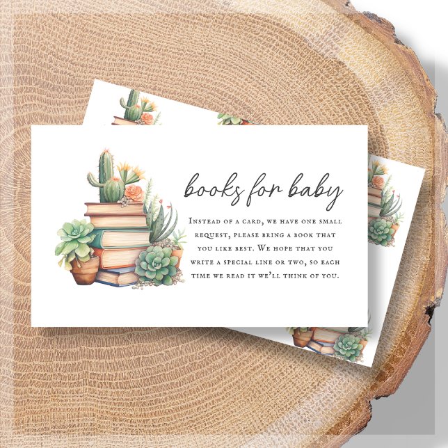 Books for Baby | Cactus Book Themed Baby Shower  Enclosure Card (Creator Uploaded)