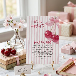 Books for Baby Card Cherry Red Pink Retro Bow Girl