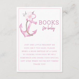 Books for Baby Card   Nautical Pink Anchor Baby Sh