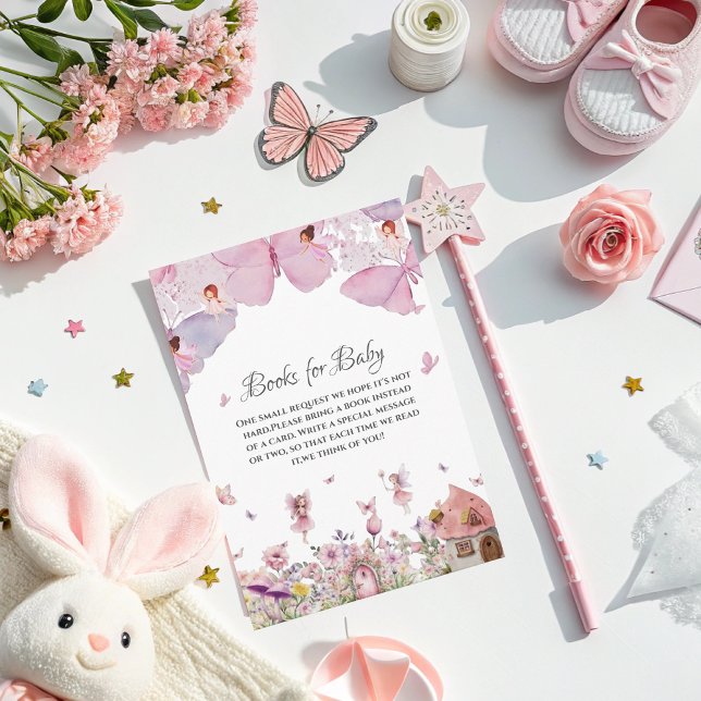 Books for Baby Card - Pink Fairy Baby Shower (Creator Uploaded)