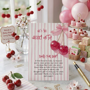 Books for Baby Cherry Pink Red Bow Summer Retro Enclosure Card