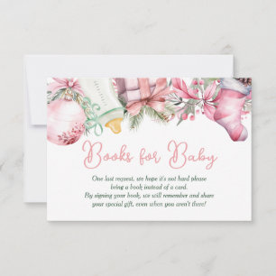 Books for Baby Christmas Santa Pink Baby Shower Invitation