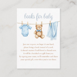Books For Baby Clothesline Boy Baby Shower Enclosure Card